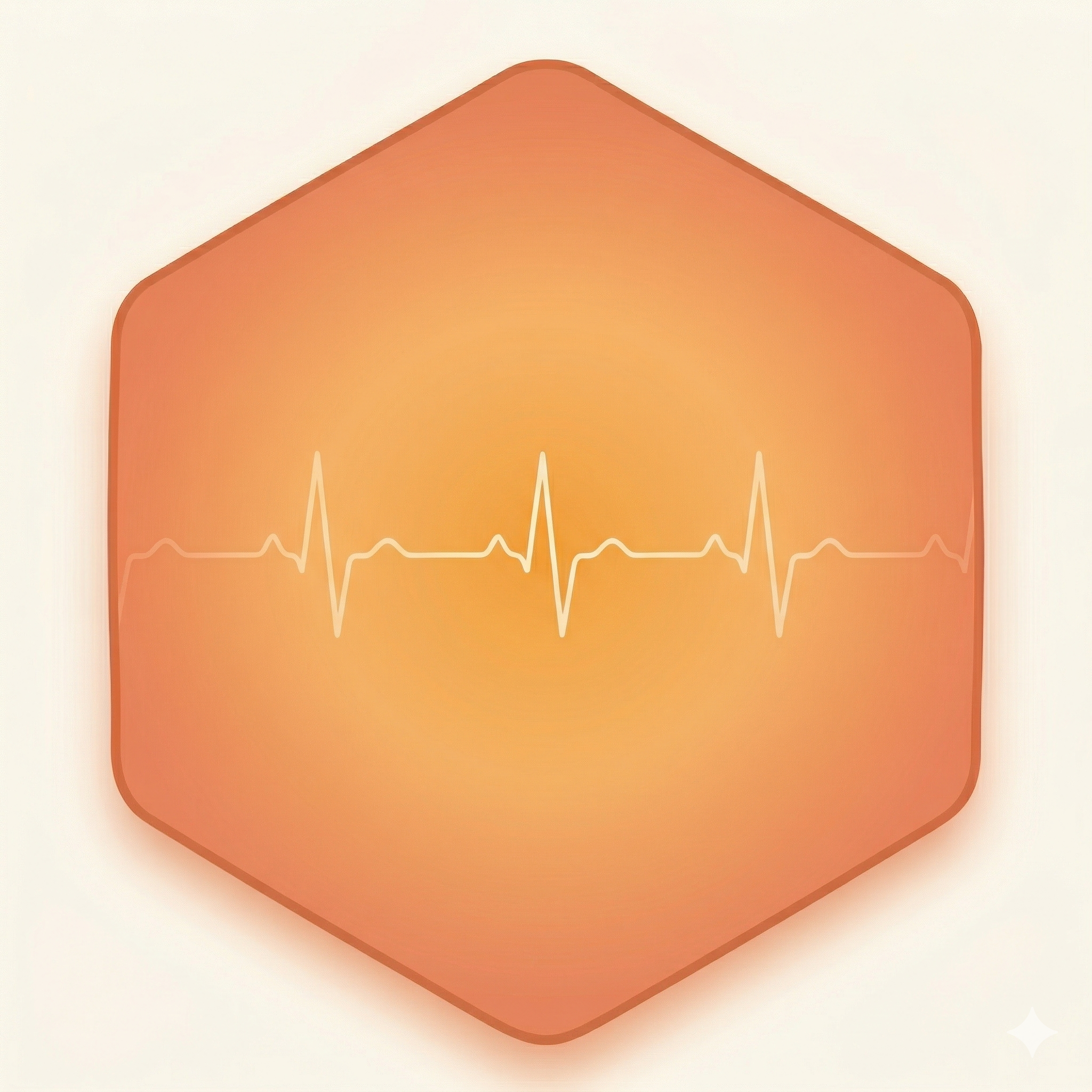 Amberly app icon — an amber hexagon with an EKG waveform