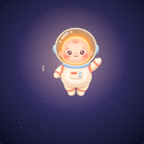 Twinkleton app icon — Luma, a little astronaut, on a dark cosmic background