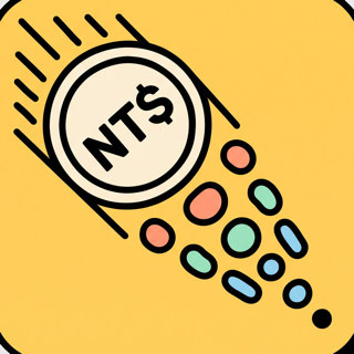 Vamoose app icon — an NT$ coin spilling colorful coins on a butter-yellow background